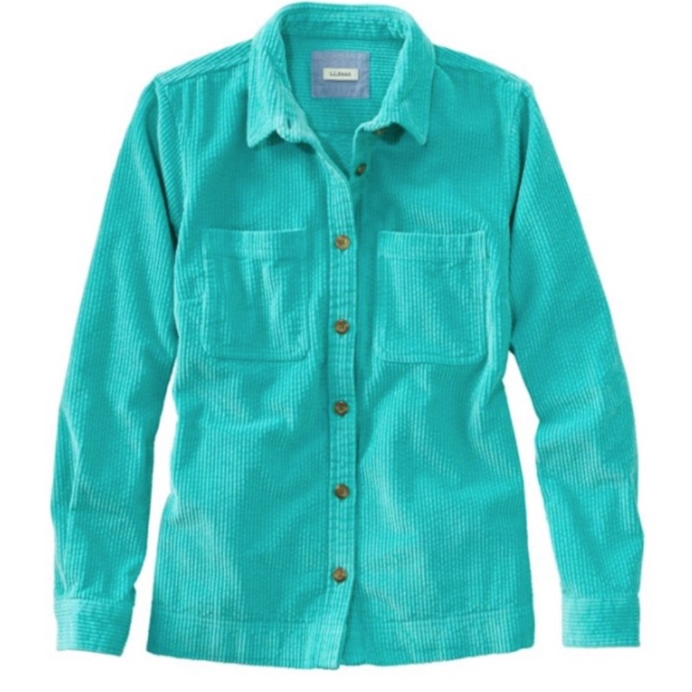 LL Bean Wale Corduroy Cotton Shacket Turquoise Women's XL